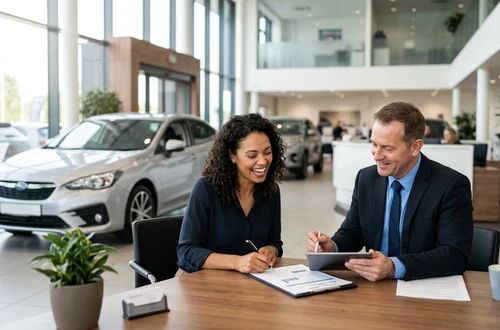Customer getting answers about their car loan